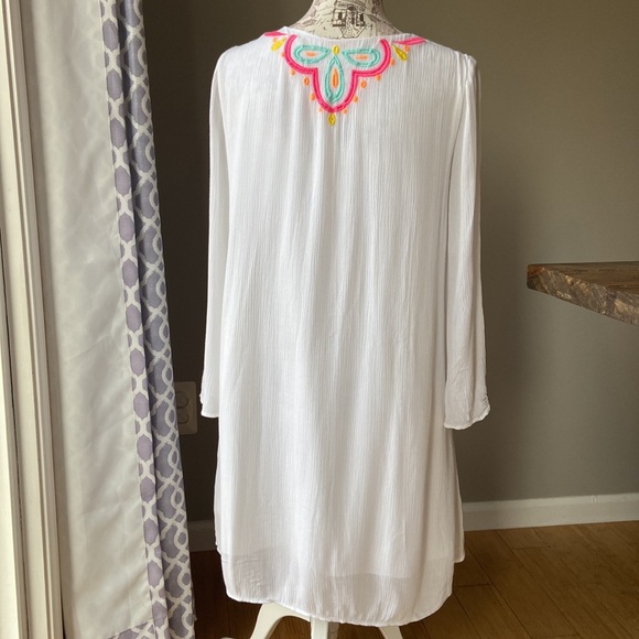 Lilly Pulitzer Ellie Tunic Dress Resort Embroidered Tassels White Neon - Picture 13 of 16